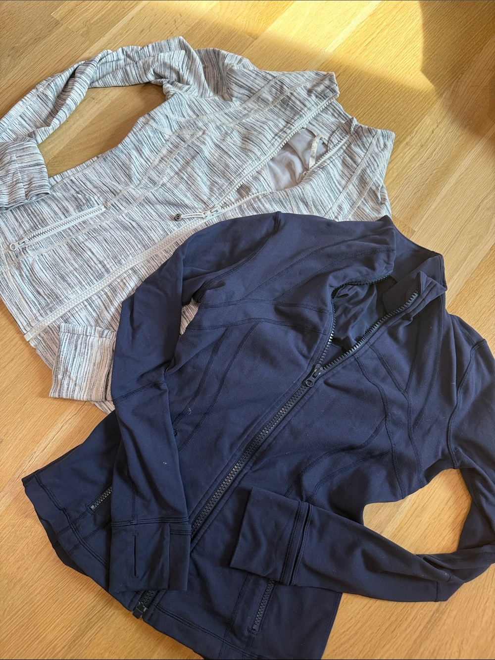 LULuLemon Striped Light Gray Zip Jacket + Navy Zip Jacket - Two-Pack